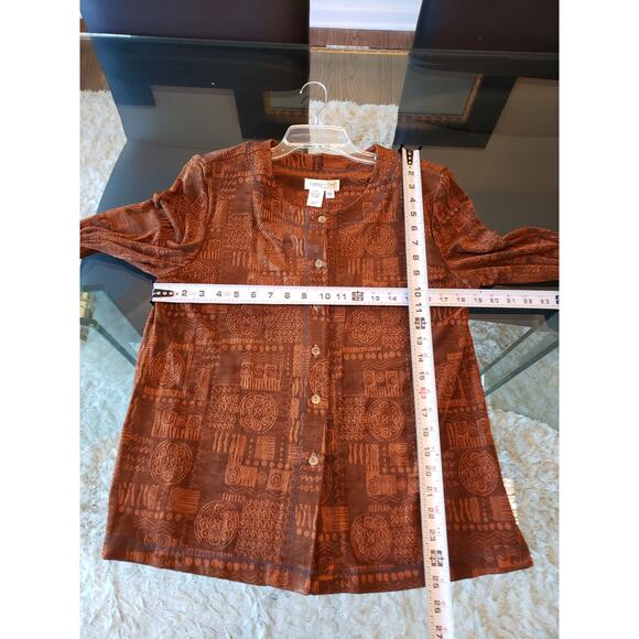 Coldwater Creek Jacket Womens 12 Brown Jacquard Stretch Long Sleeve Button Front - Picture 8 of 13